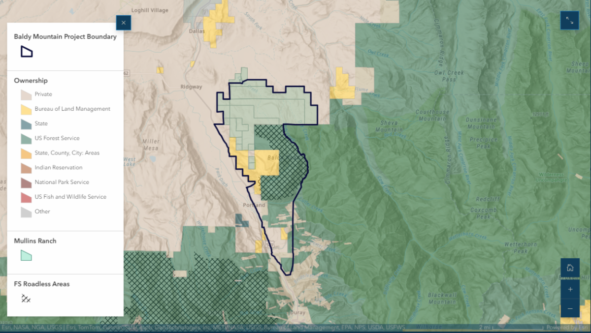 Map showing the Baldy Mountain Project boundaries