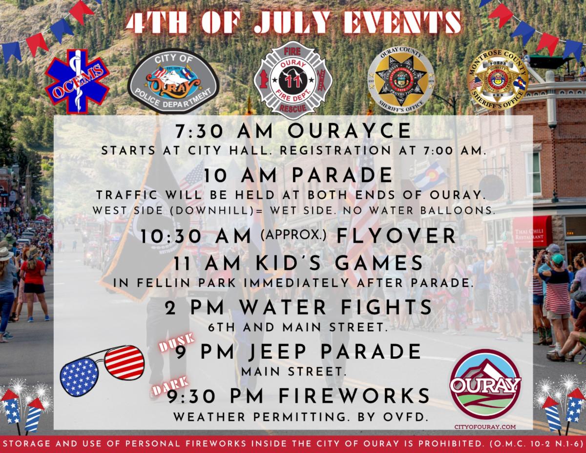 July 4 Schedule of Events
