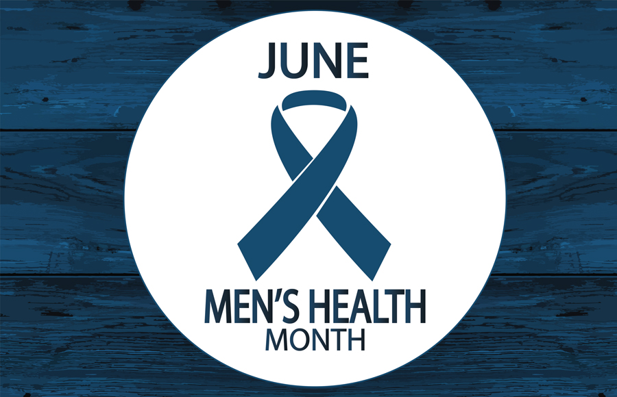 June - Men's Health Month. Blue Ribbon
