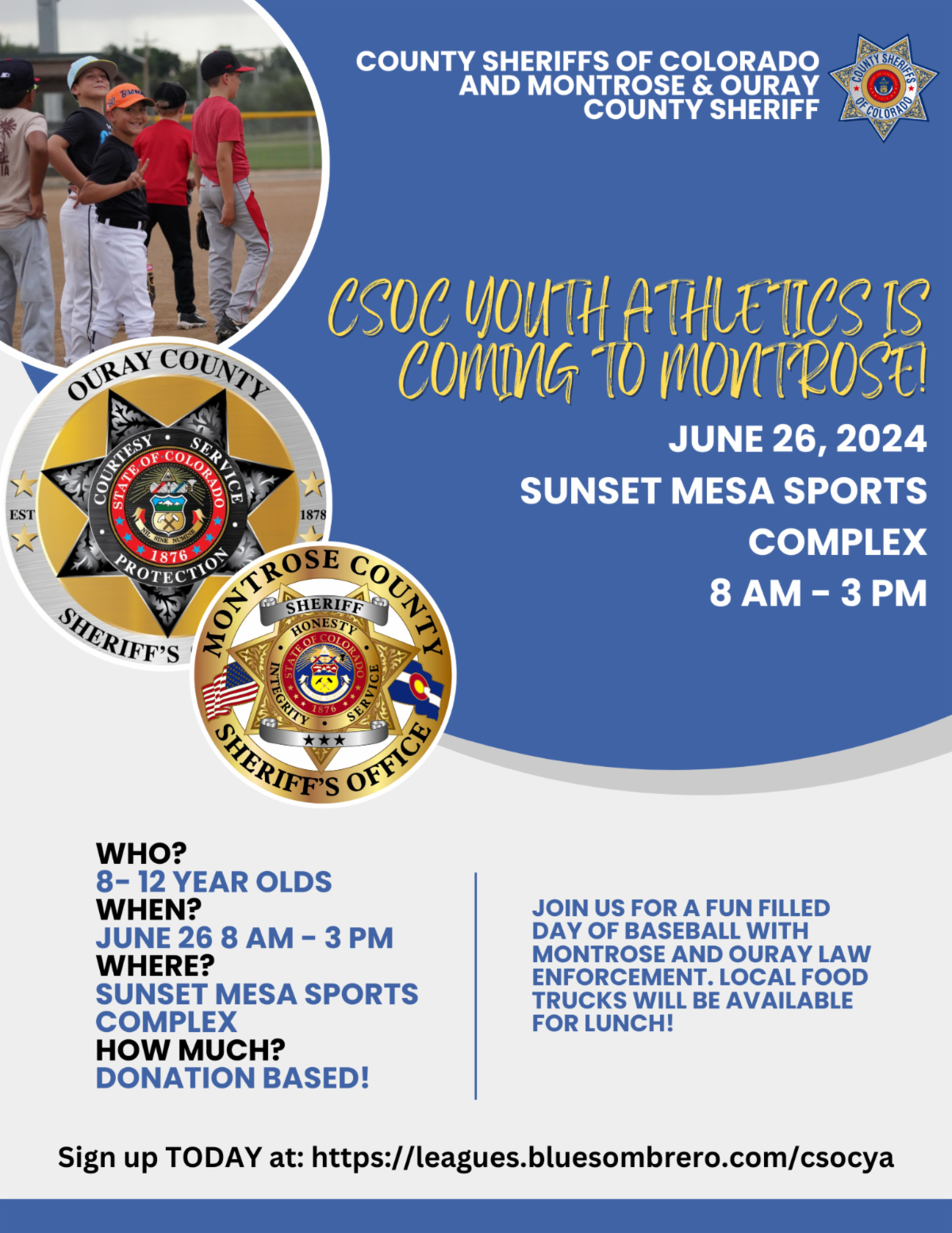 Sheriff's Office Baseball Camp in Montrose June 26