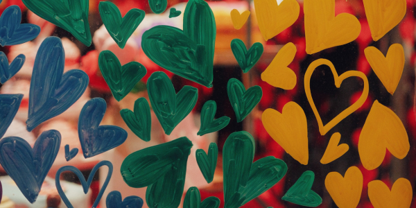 hearts on shop window