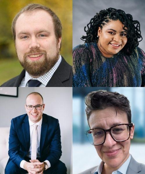 Spencer McBrearity ’14 Alyssa Lewis ’16 Joseph Morse ’19 and Anna Schwartz ’17G