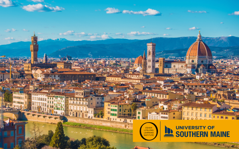 Photo of Tuscany with OLLI and USM logo