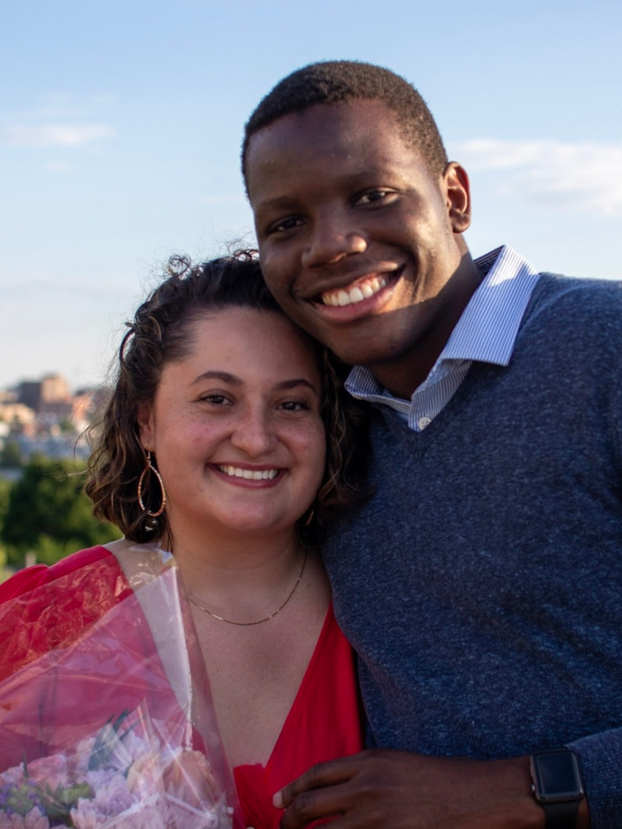 Photo of Sigourney Di Risi '21 and her fiancé Pavel Bobe '21 at their engagement in summer 2024.