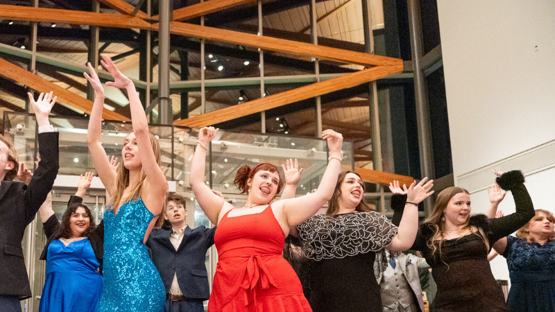 Students singing and dancing at the 2025 OSOM Scholarship Gala