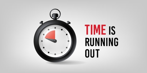 Time is Running Out text with a Clock or watch concept. Deadline Ending Soon 3d Illustration_ Banner_ Background_ Stopwatch_ vector illustration. Landscape Banner.