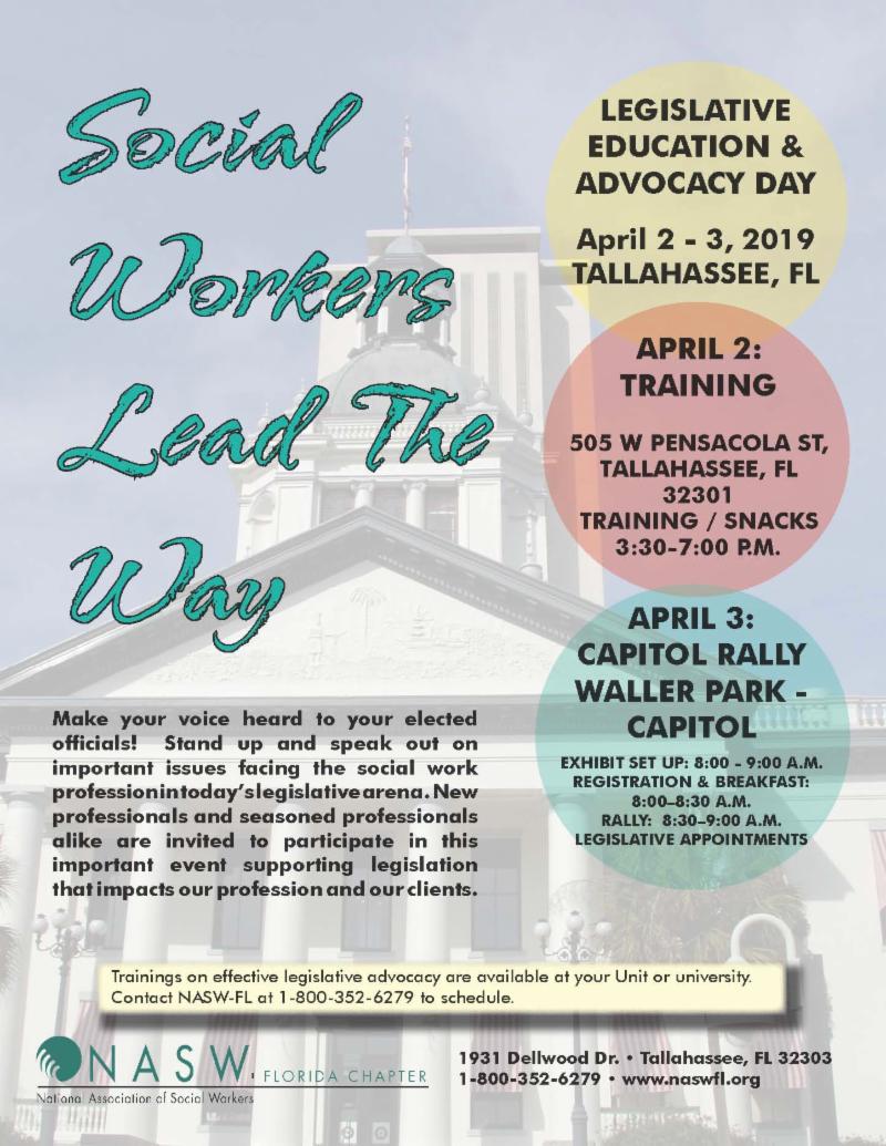 NASW-FL LEAD Flyer for April 2 - 3 in Tallahassee FL