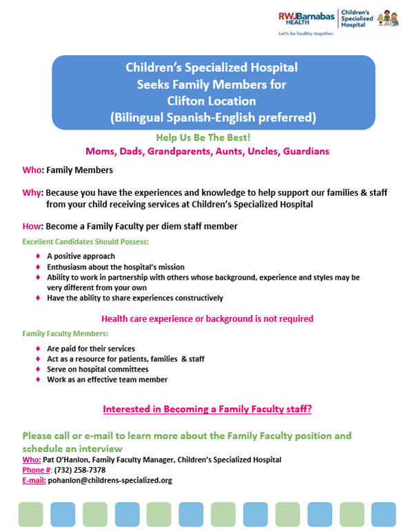 News from Children's Specialized Hospital