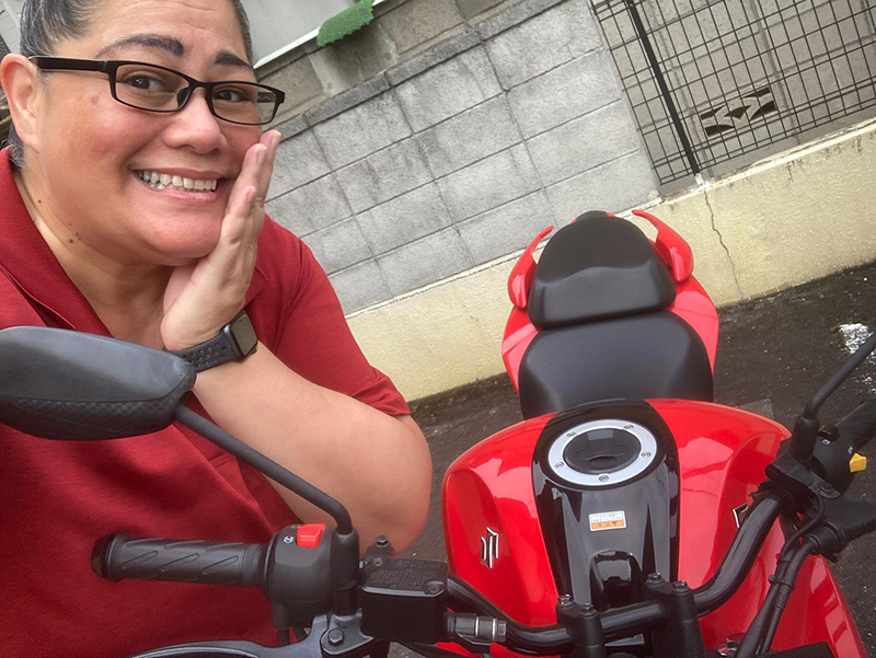 Melissa and her motorcyle