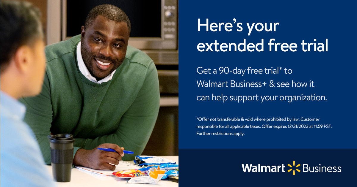 Your free trial of Walmart Business+ starts now!