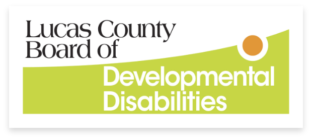 Lucas County Board of Developmental Disabilities logo recognizing partnership support for the Tech House initiative.
