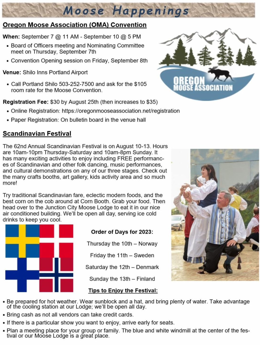 JC Moose August Calendar & Newsletter