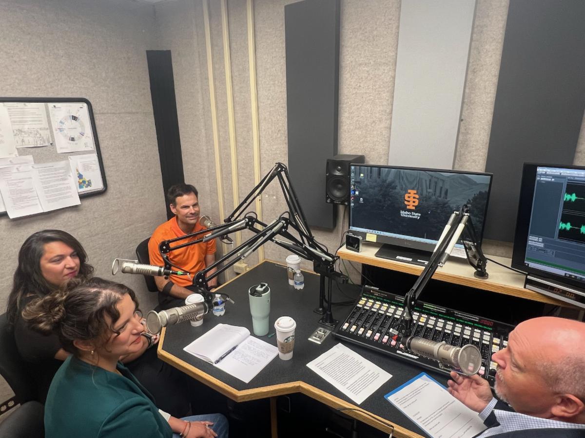 recording of an ISU research radio podcast in the KISU studio