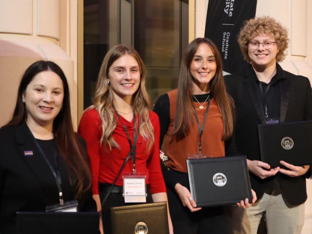2025 3MT winners - from left to right, Michelle Collier, Katelyn Cathcart, Brenda Phillips, and Will Kimball