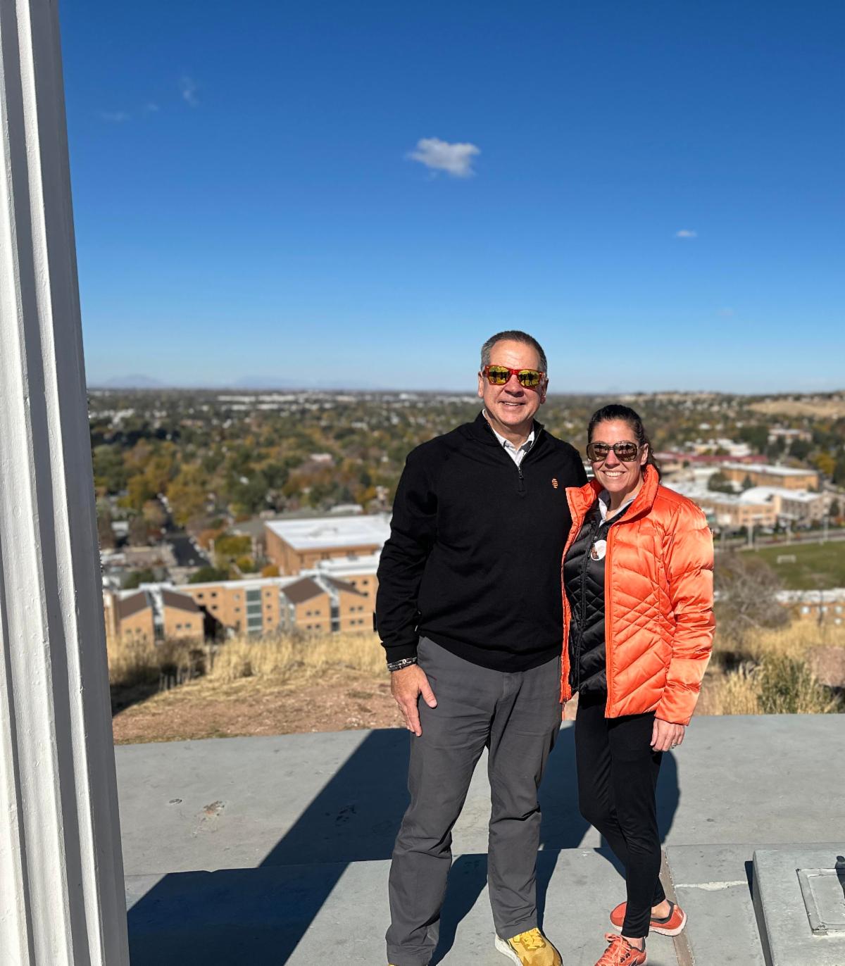 ISU President Robert Wagner and Shantay Bloxham United Way CEO at Red Hill pillars