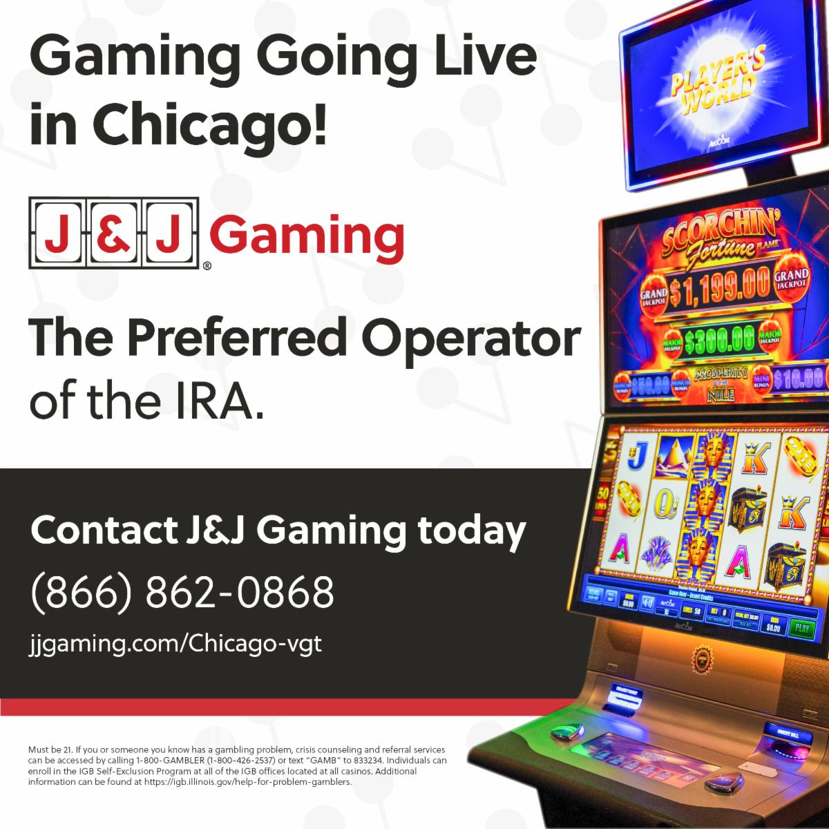 J&J Gaming ad highlighting how gaming is coming to Chicago