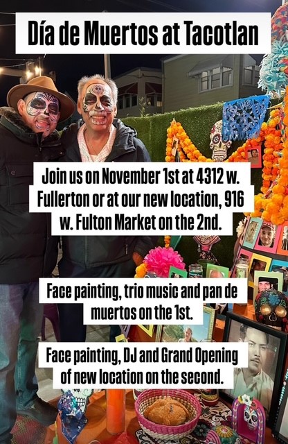Dia de Muertos at Tacotlan flyer