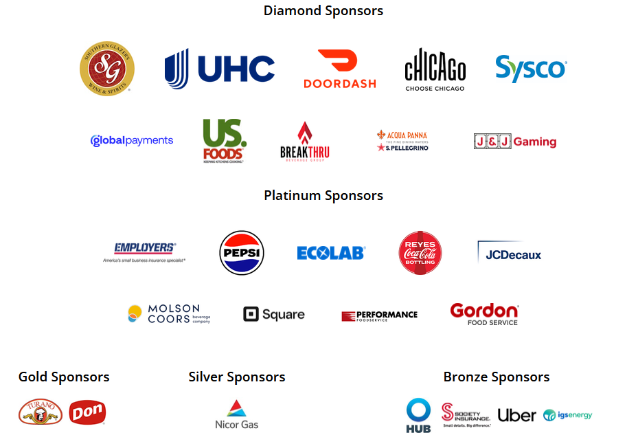 Corporate sponsor logos grouped by Diamond, Platinum, Gold, Silver, and Bronze levels.
