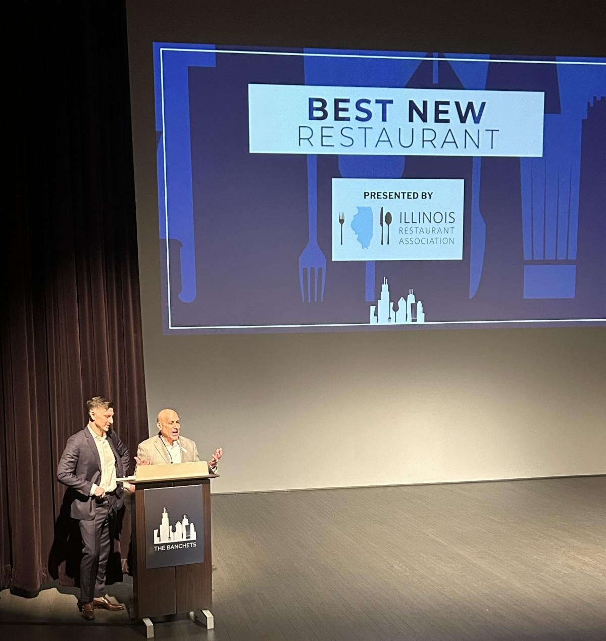 Presenters of the Best New Restaurant award at Jean Banchet Awards