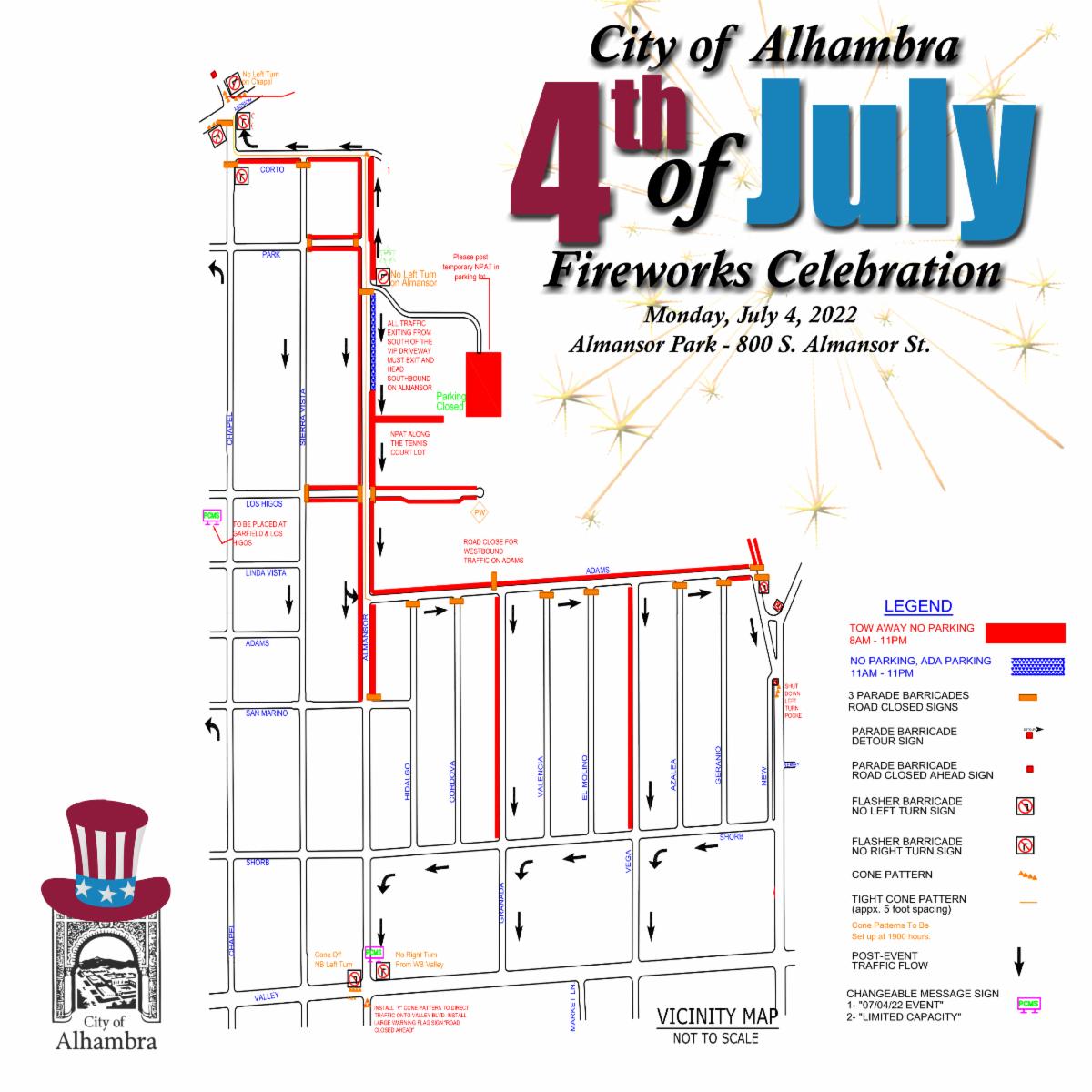 City of Alhambra Announcements 4th of July Fireworks, Movies and