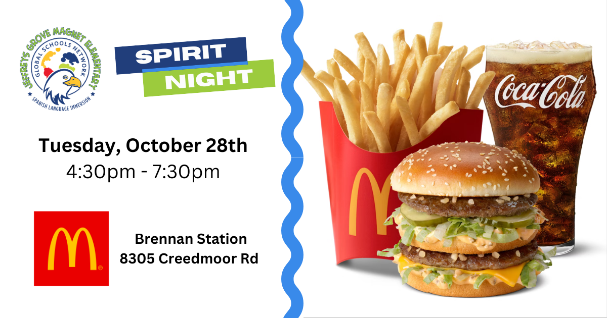 McDonalds Spirit Night is Tuesday Oct 28