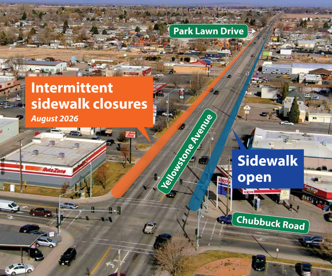 Photo showing the sidewalk closure described in website text. 