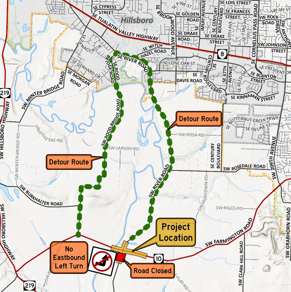 Farmington River eastbound detour