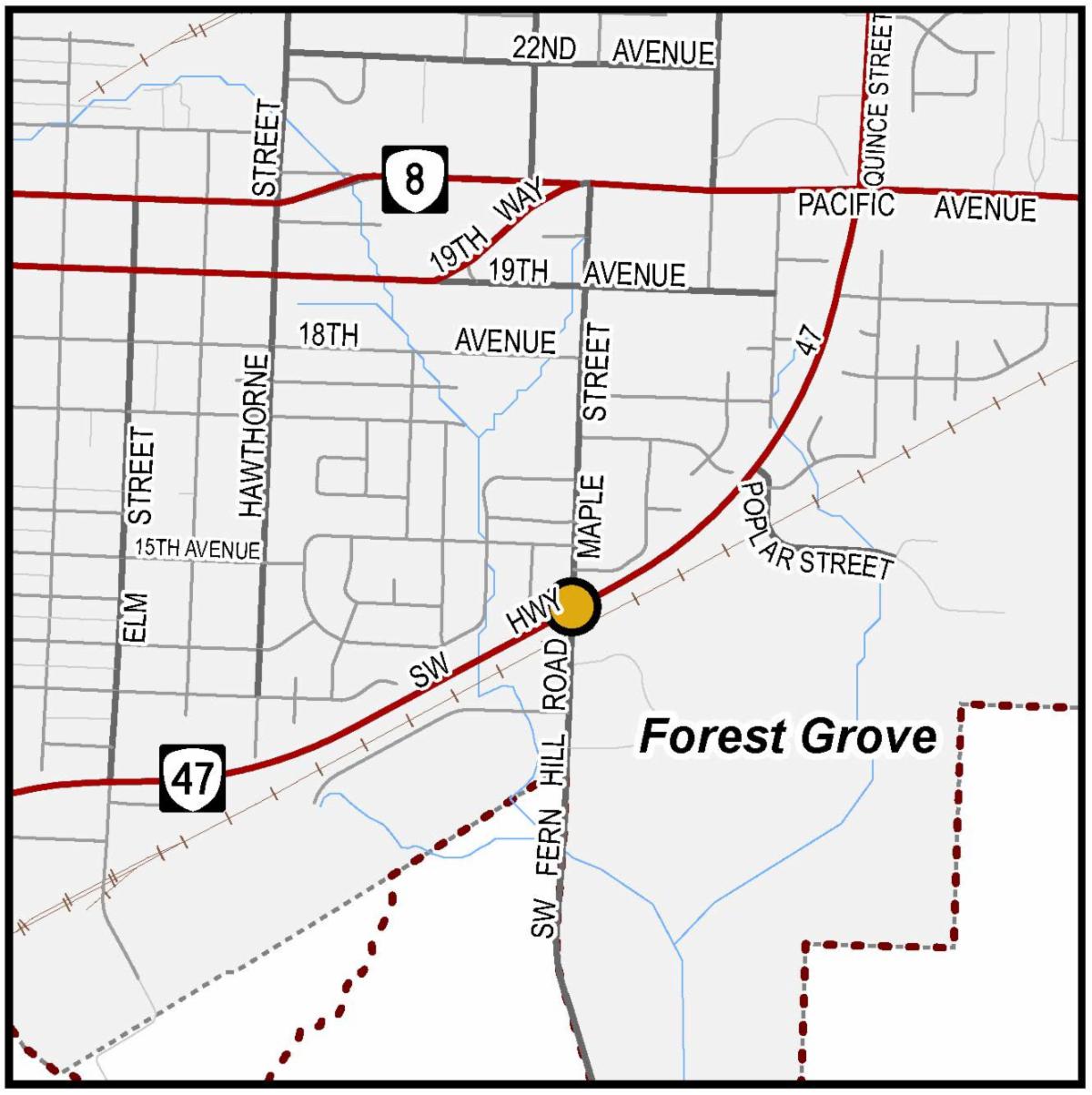 Fern Hill Road Maple Street Highway 47 map