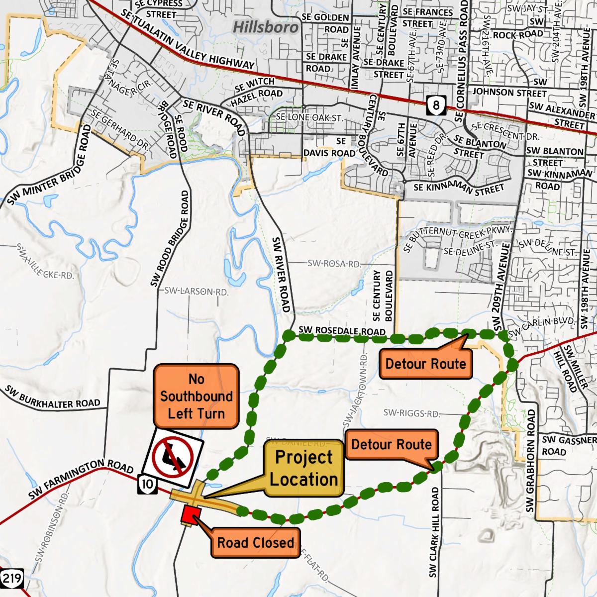 Farmington River southbound detour