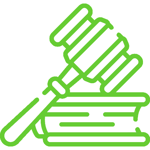 Icon depicting a gavel resting on a book