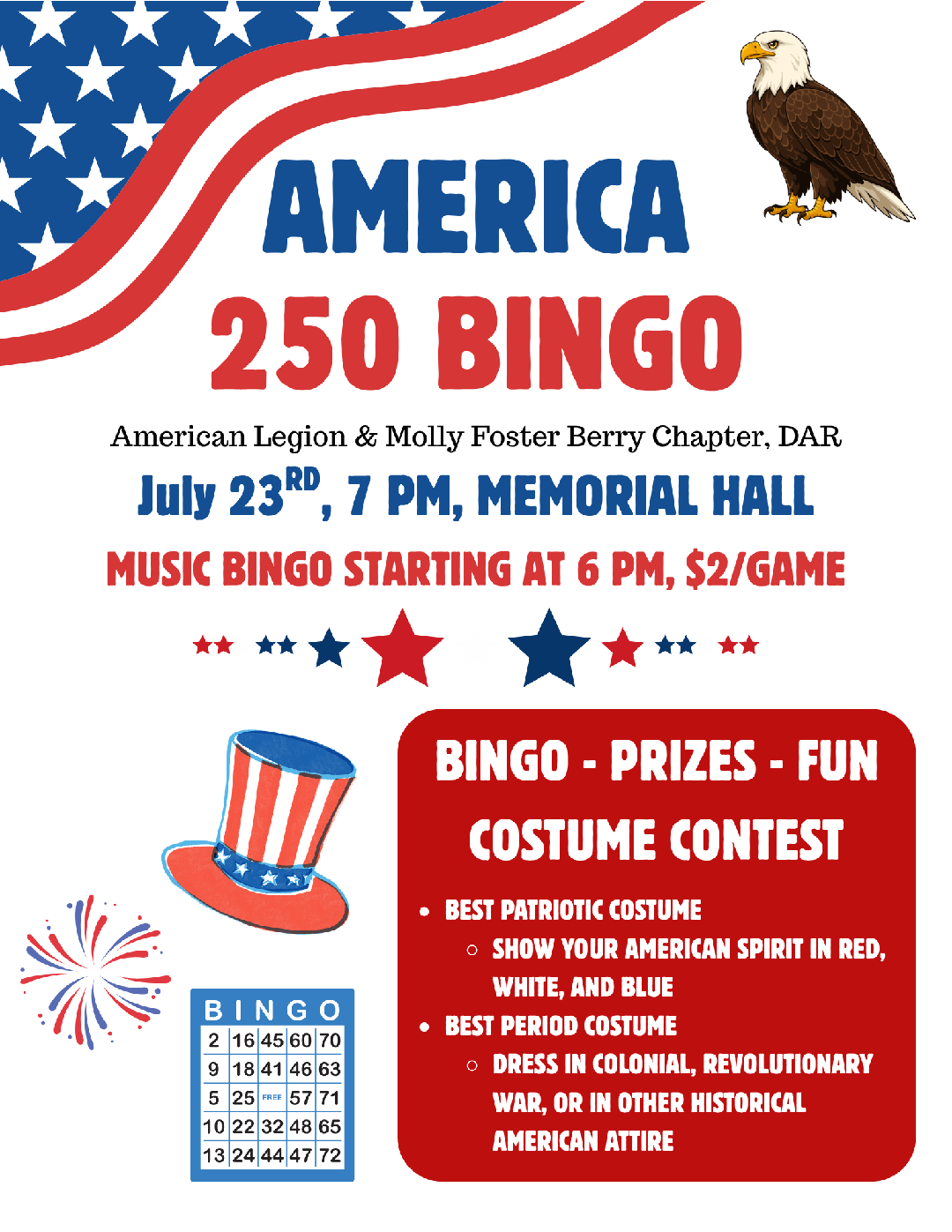 America 250 Bingo flyer