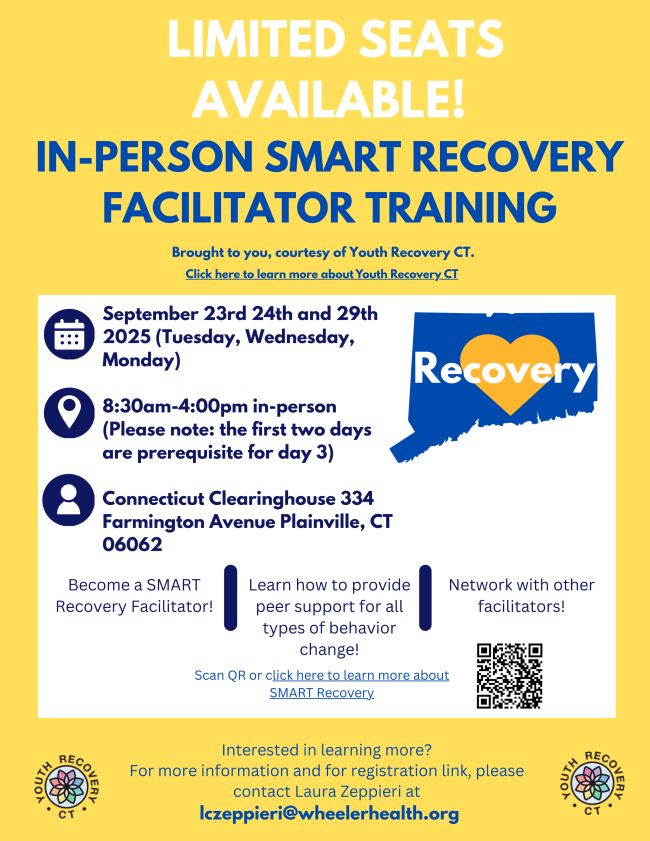 In-Person SMART Recovery Facilitator Training - September 23, 24, and 29