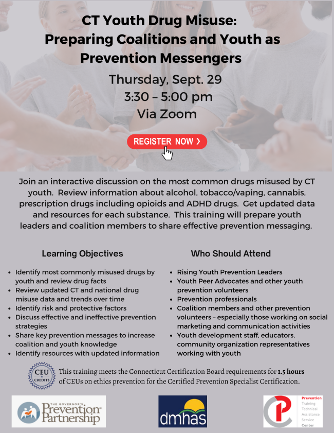 CT Youth Drug Misuse Preparing Coalitions and Youth as Prevention Messengers