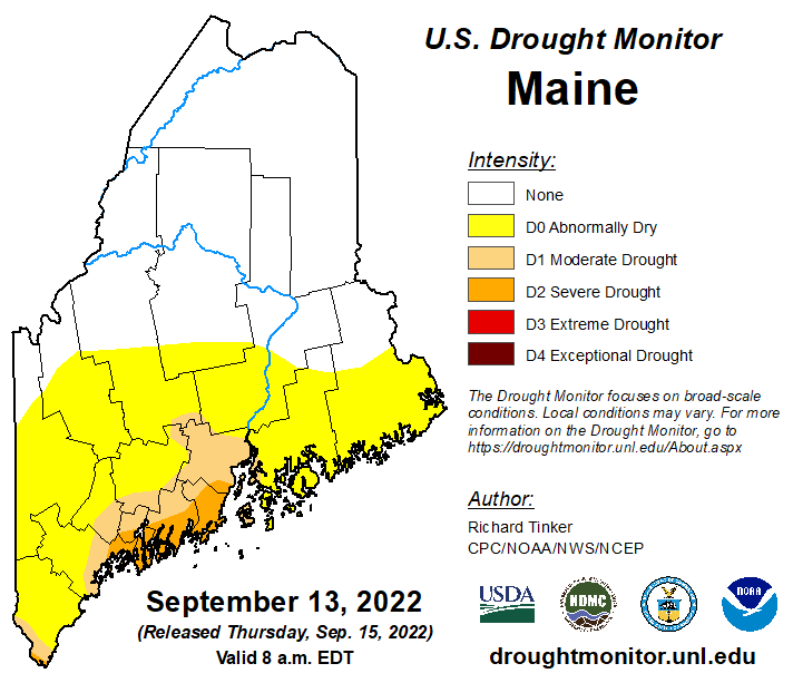 Maine drought map for 9.16.22