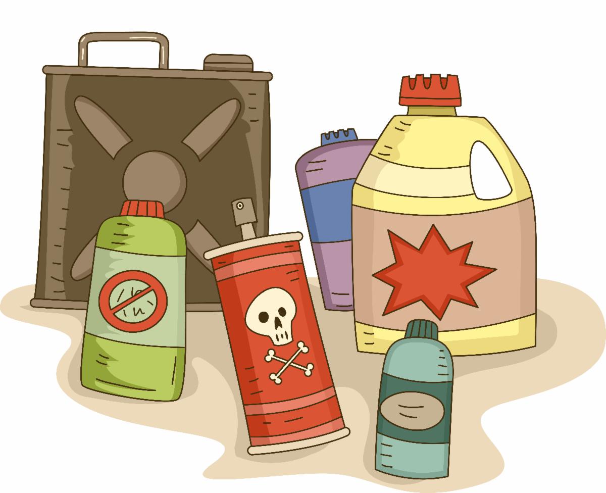 cartoon pesticide containers