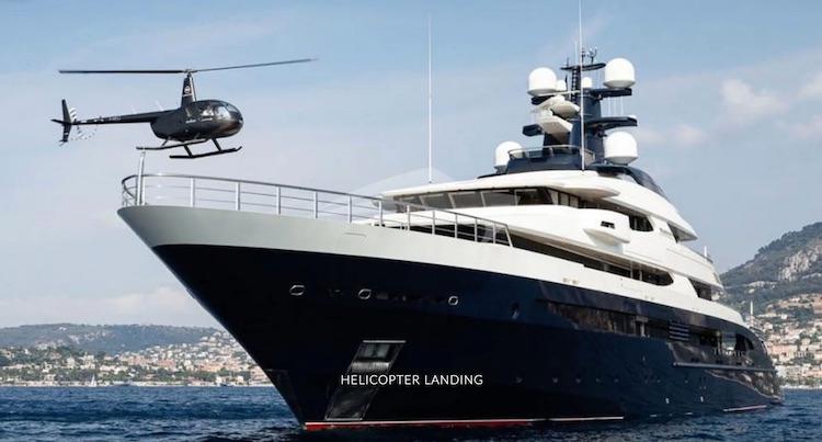 Helicopter landing on 300ft Oceanco motor yacht TRANQUILITY