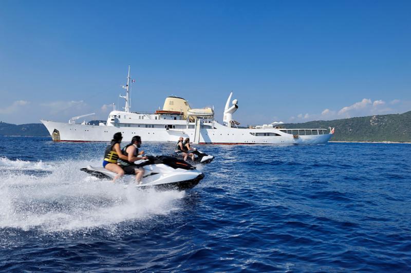 Jet ski couples off the M-Y CHRISTINA O