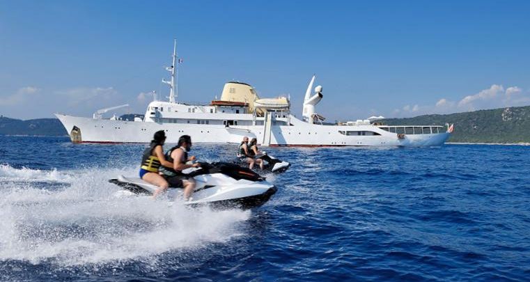 Jet ski couples off the M-Y CHRISTINA O