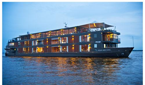 The 5-Star AQUA MEKONG cruising on the Mekong River