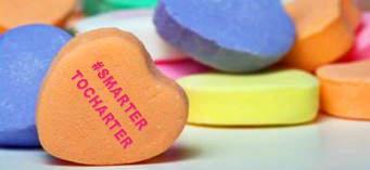 Sweetheart candy with #SMARTERTOCHARTER message Valentine's Day