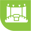 lime green icon with football stadium graphic. symbolizing homecoming game