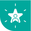 Teal icon of a person inside a star, symbolizing student achievement or success.