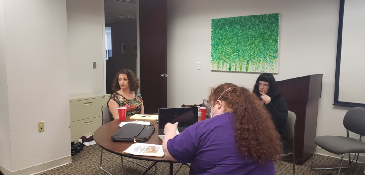 People working at a table