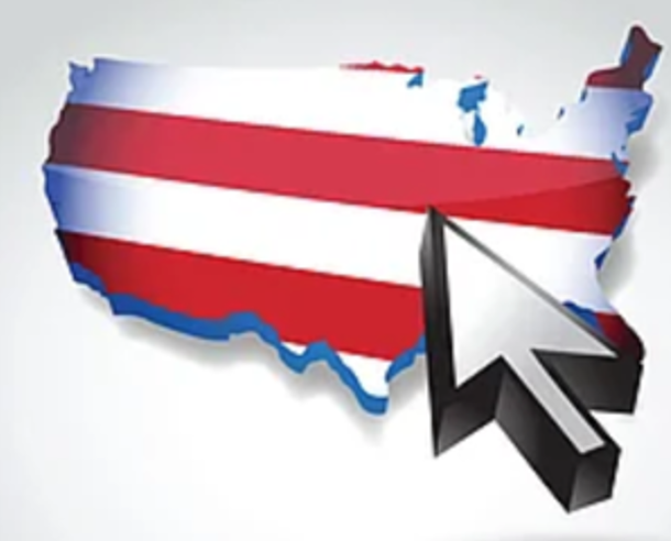 US map with an exaggerated cursor