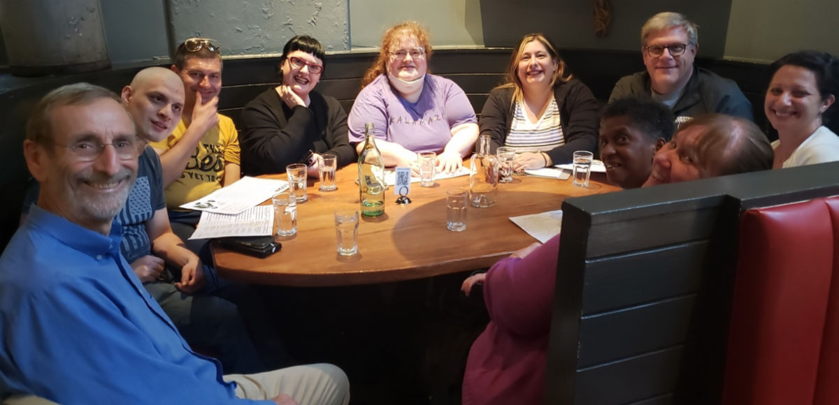 Group photo at a restaurant