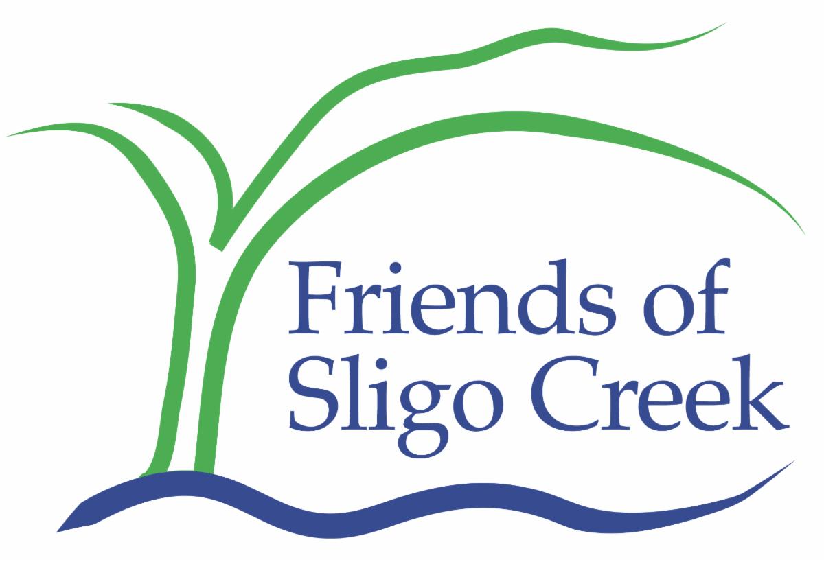 Friends of Sligo Creek Logo showing a tree with branches leaning over a creek.