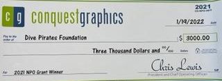 Big check from conquest graphics for 3000 dollars