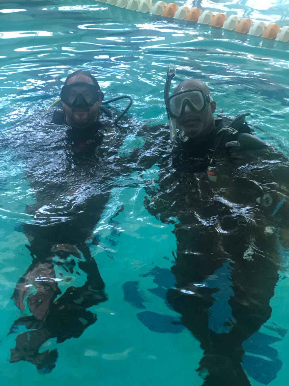 derrick and matt in pool training