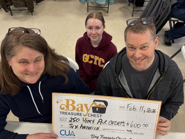 honorarium group counters holding an oversized cheque