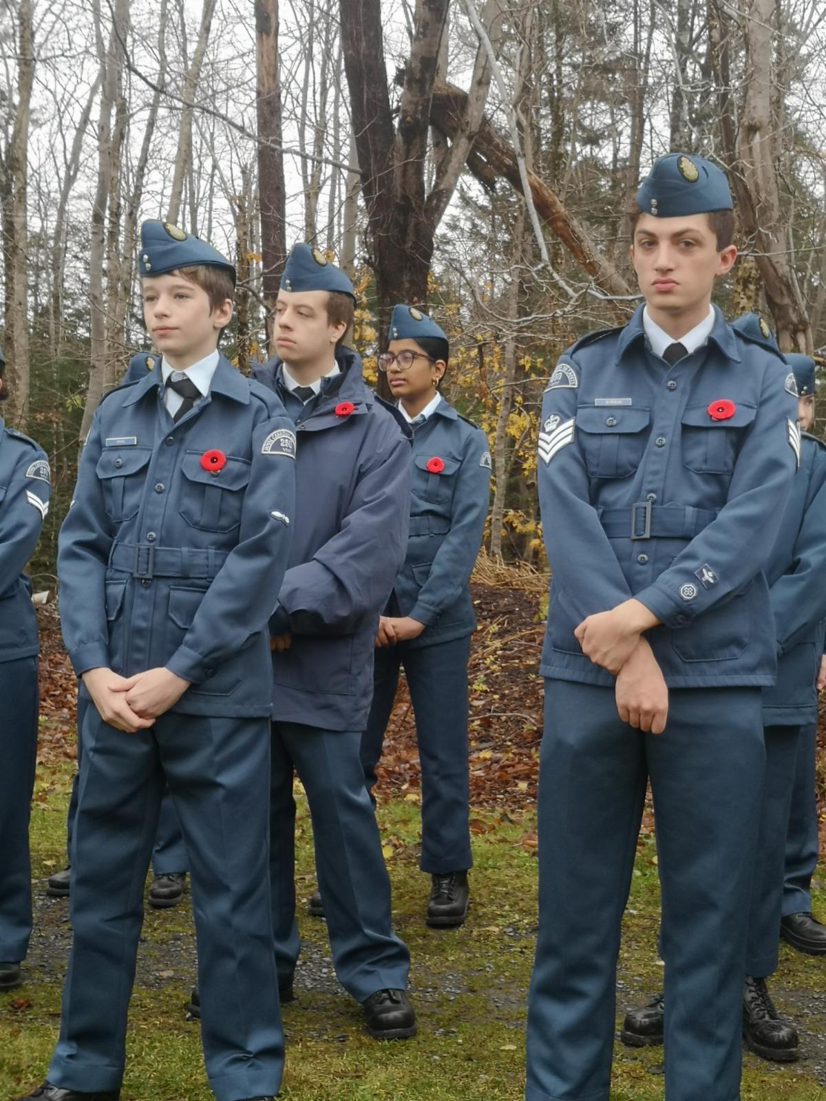 250 Vimy Squadron Cadets standing outside in full dress
